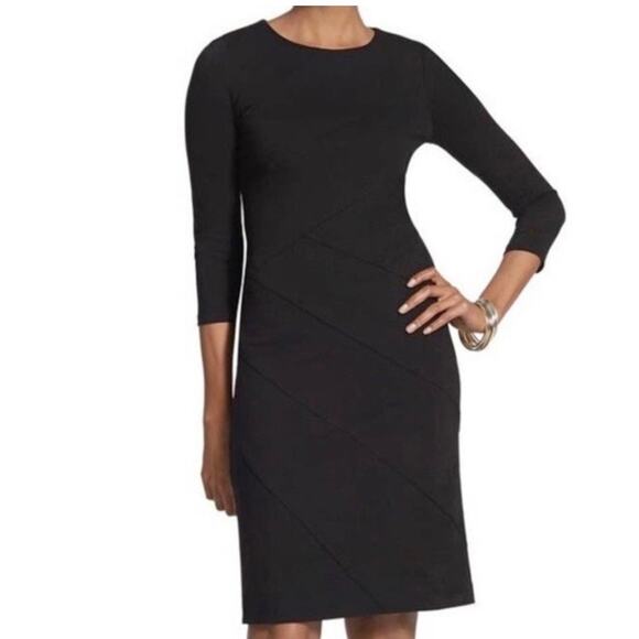 Chicos Angled Seam Wendi Dress Black Size Medium 8 - Picture 2 of 12